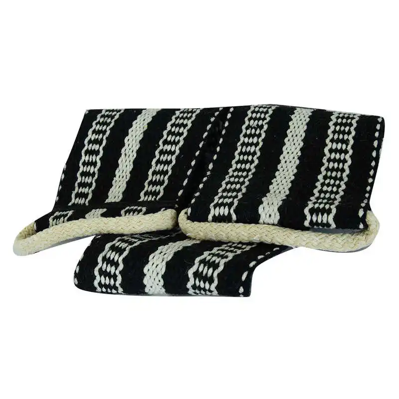 Natural Goat hair Drawstring Back and Body Pouch Black-White 12x75