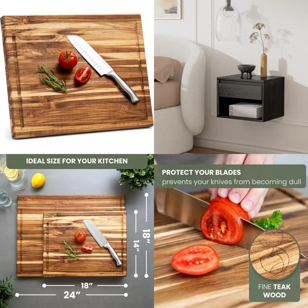 

Large Teak Wood Cutting Board 18x14 - Durable Solid Wood Chopping Board - Premium Teak Wood Butcher Block for Kitchen Use