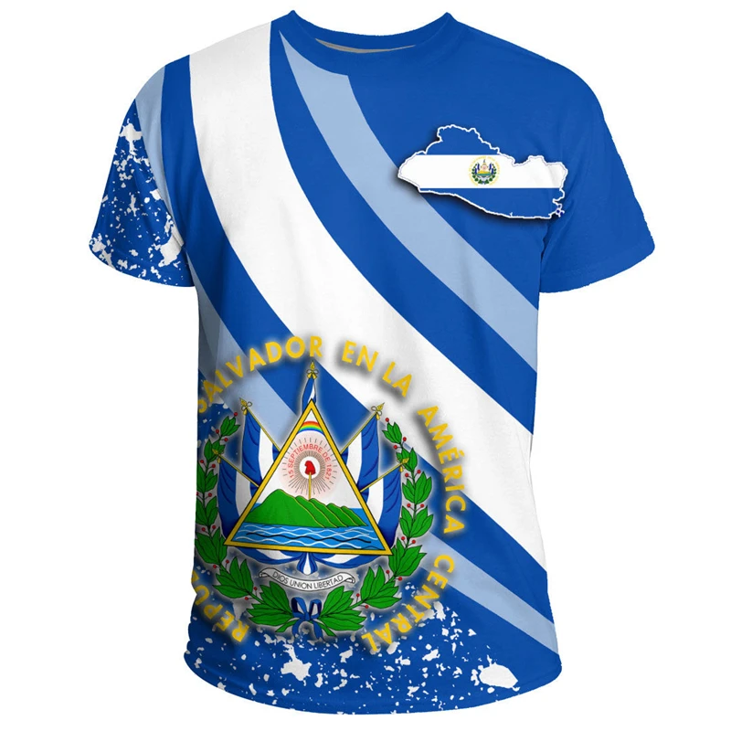 El Salvador Flaggenkarte 3D-Druck T-Shirt für Herren Kleidung Mode Herren T-Shirt Nationales Emblem T-Shirt Unabhängigkeitstag Tee Damen Top – Detail 10
