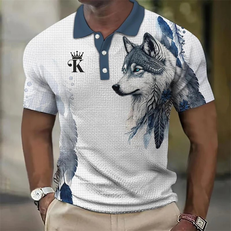Animal Shirt For Man 3d Wolf&Eagle Print High-Quality Men Clothing Summer Casual Short Sleeved Loose Oversized Shirt Tops Tees
