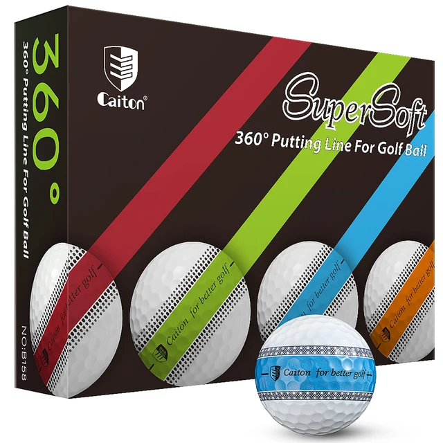 Piłki golfowe Caiton 3/12 szt. 3-warstwowe PU 360 °   Piłki do ćwiczeń puttingu z liniami do pozycjonowania, zapewniające precyzyjny cel, stabilne rolowanie, zestaw do treningu i zabawy.