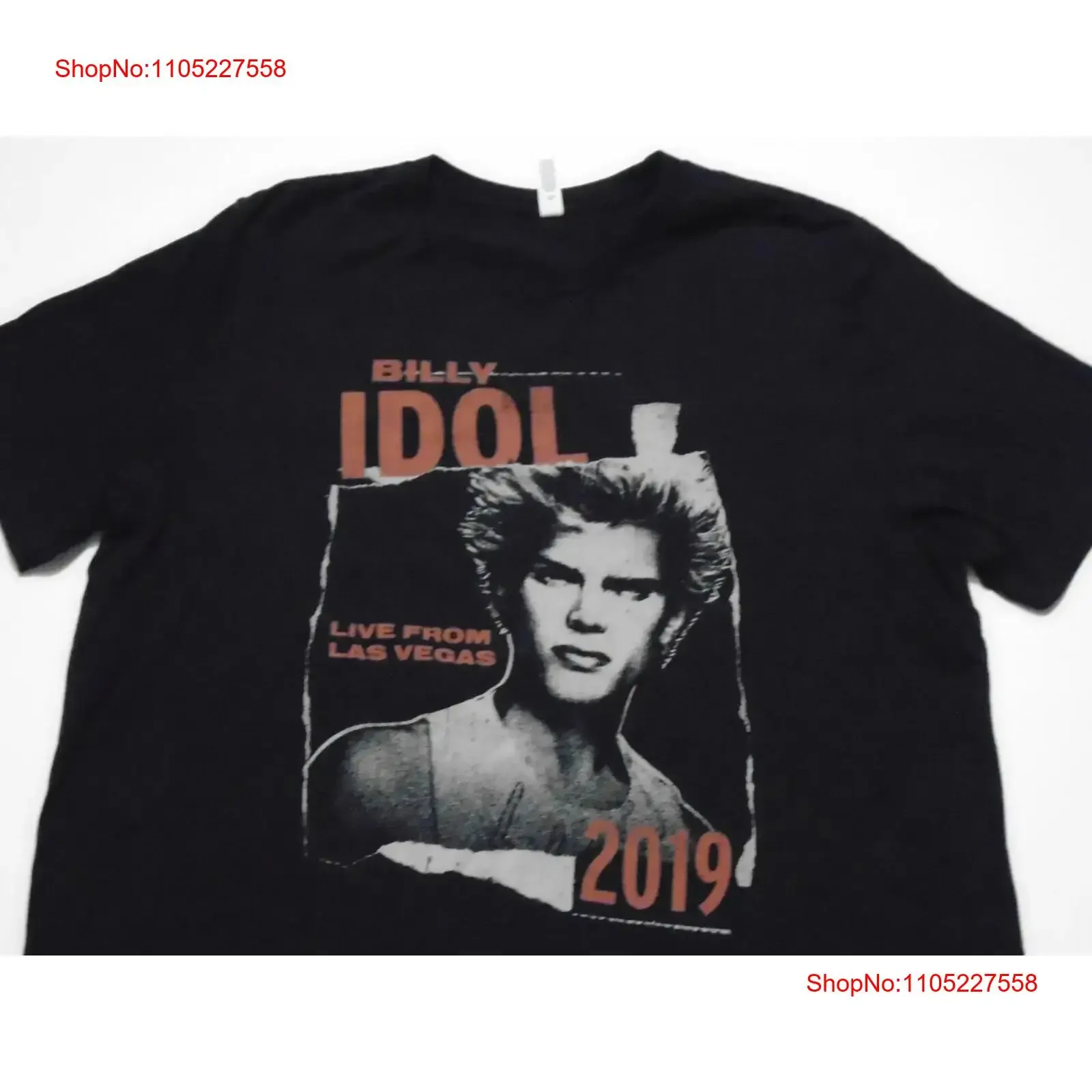 بيلي أيدول تي شيرت 2019 لايف من لاس فيغاس حفلة موسيقية بلاك روك رجالي 2XL خمر غسلها أوم امتدت مصمم الملابس للجنسين #1