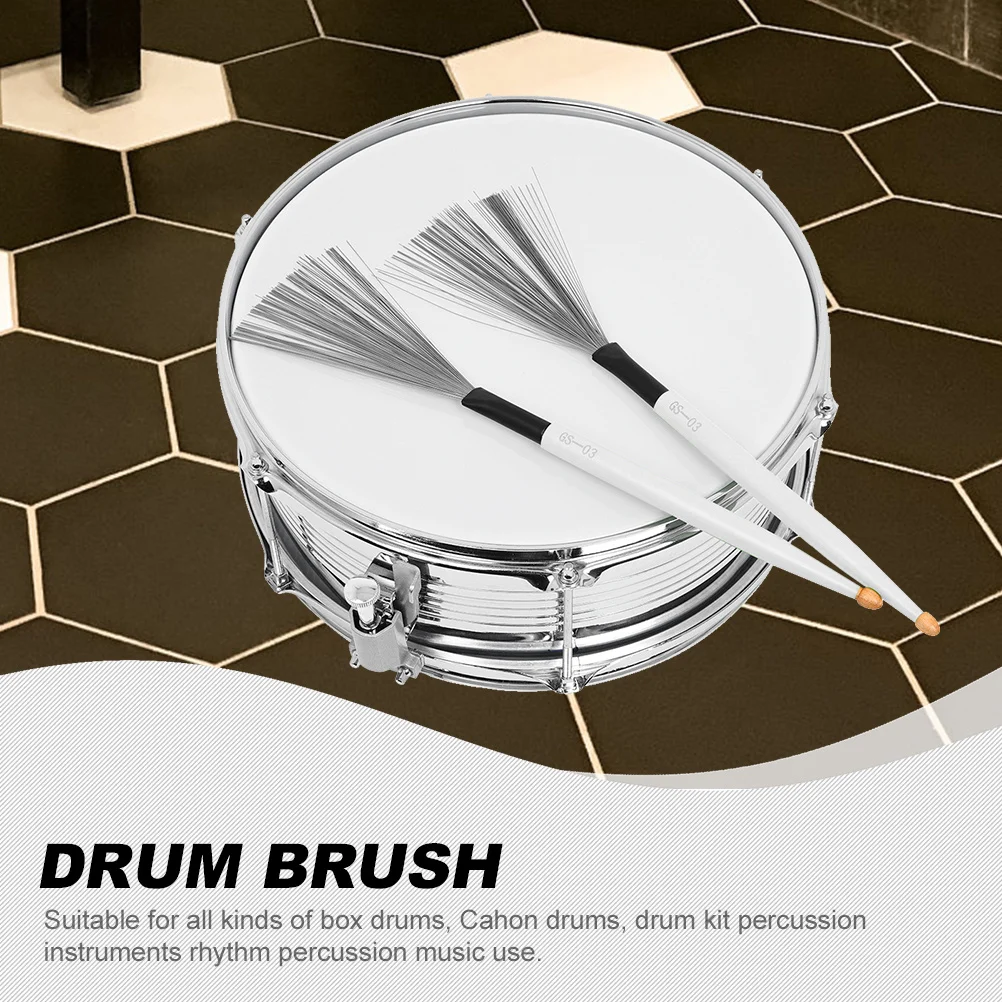

1Pair Drum Stick Brush Set Carbon Steel Wire Maple Wood Handle for Cajon Box Drums Percussion Instruments Reliable Non-Slip