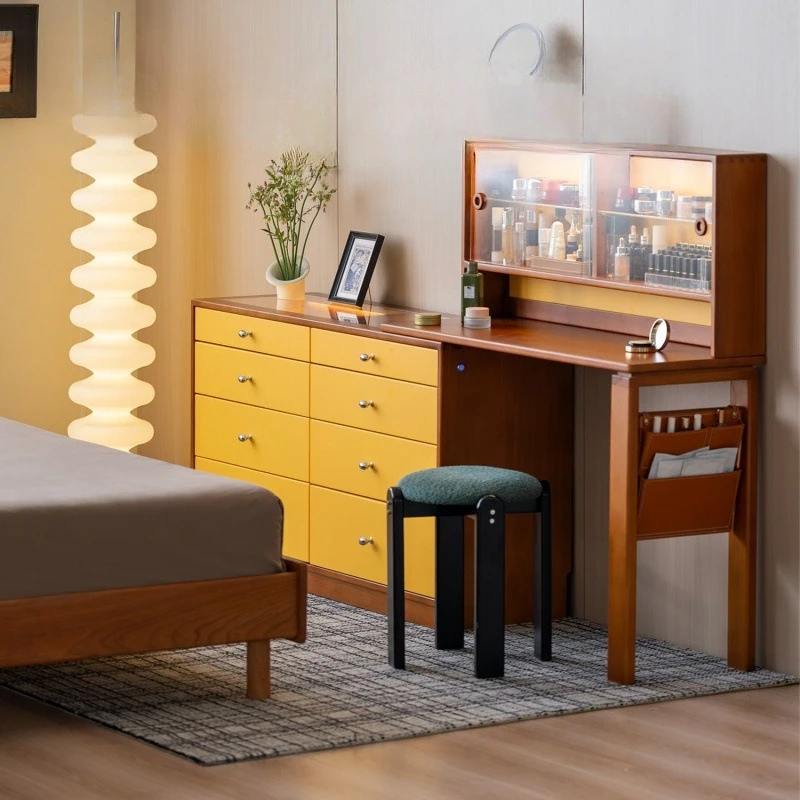

SM medieval dresser chest integrated bedroom solid wood makeup table bedside storage corner cabinet desk