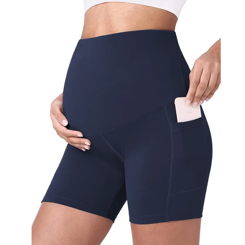 Legging Hamil Pinggang Tinggi Elastis Celana Pendek Penopang Perut Wanita Hamil Kurus Celana Kebugaran Pembentuk Tubuh Leggins Postpartum