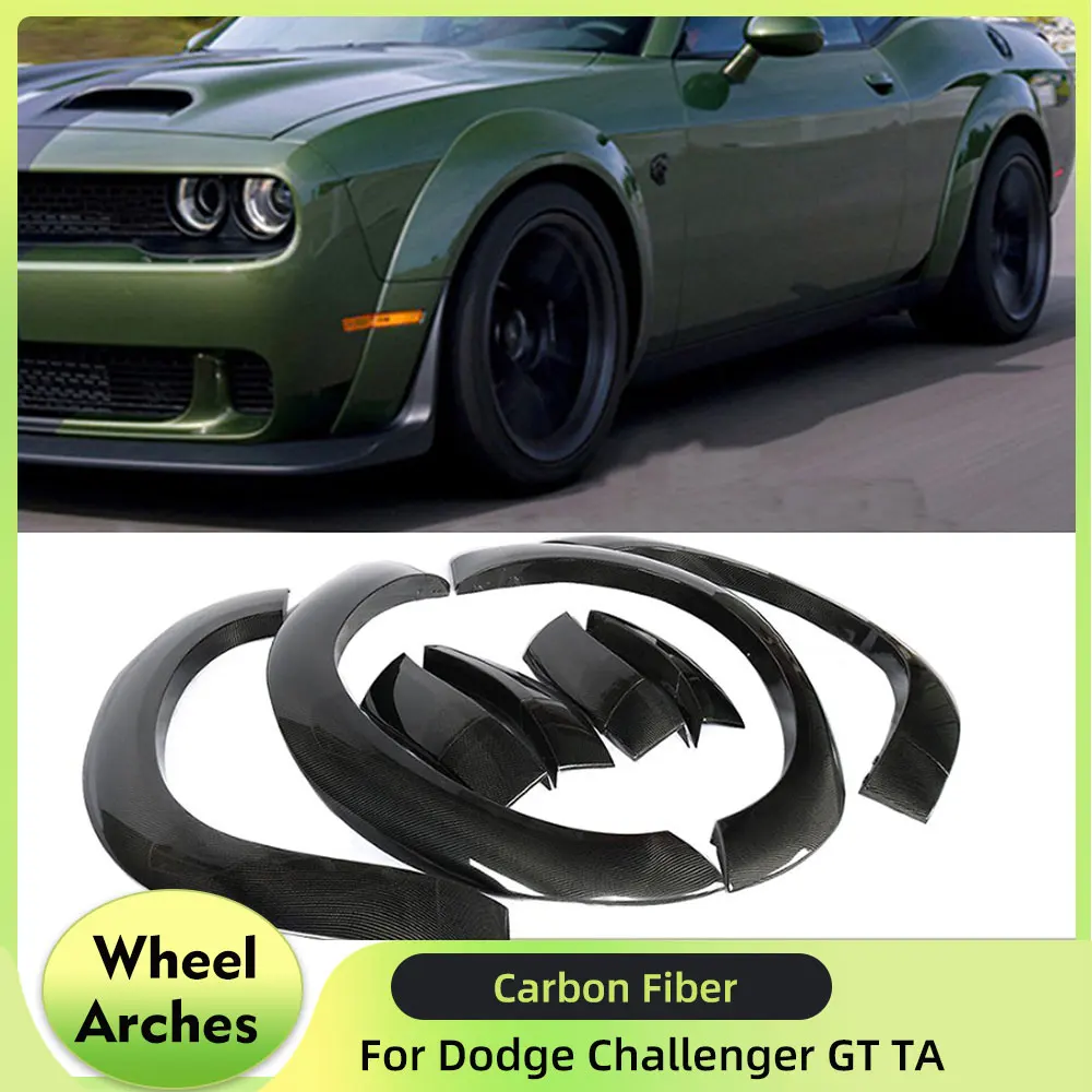 Wheel Arches For Dodge Challenger GT TA 2017 2018 Wheel Arch Car Side Fender Flares Cover Mudguards Trims Carbon Fiber / FRP