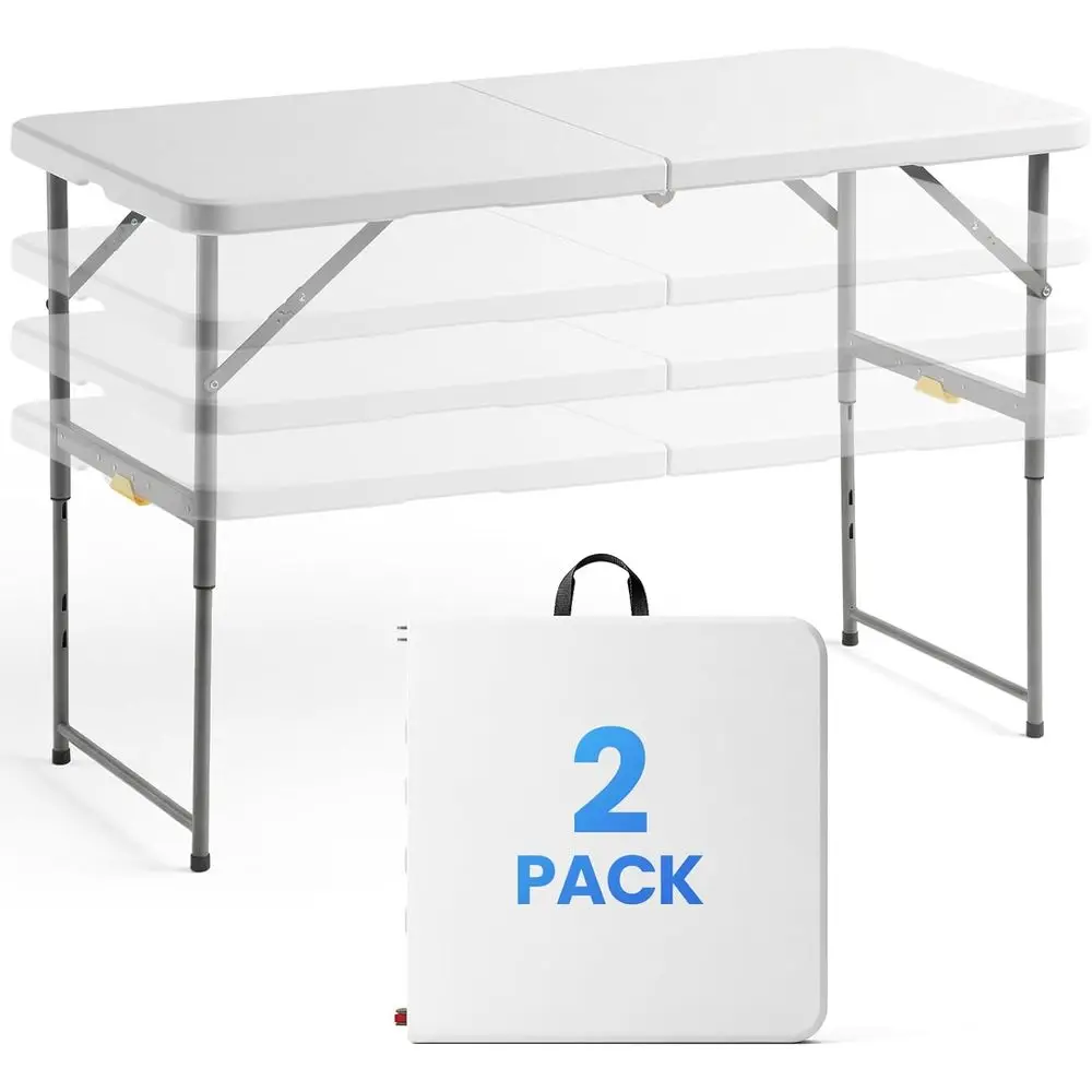 Portable Folding Table with Handle, Adjustable Height for Small Cards, Parties, Dining, Picnics, Indoor/Outdoor Use, Camping, Ut