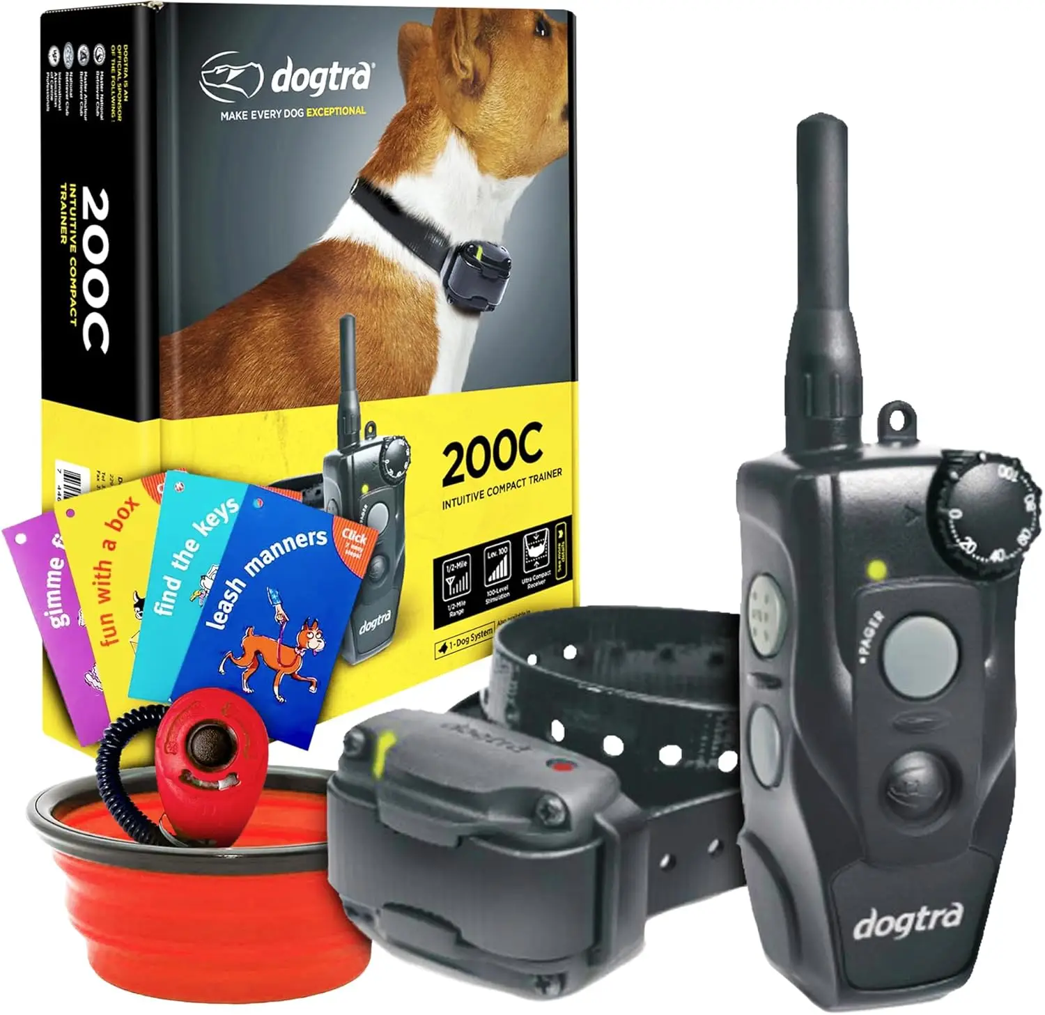 Remote Training Collar - 1/2 Mile Range, Rechargeable, Waterproof - Plus 1 iClick Training Card