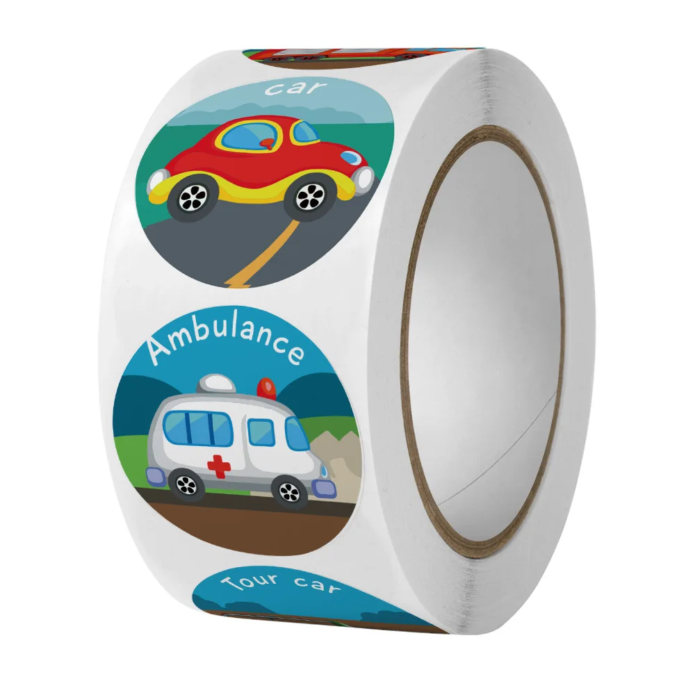 귀여운 만화 구급차 택시 교사 보상 스티커, 차량 감사 스티커, 어린이 생일 파티 장식 씰 라벨, 500 개
