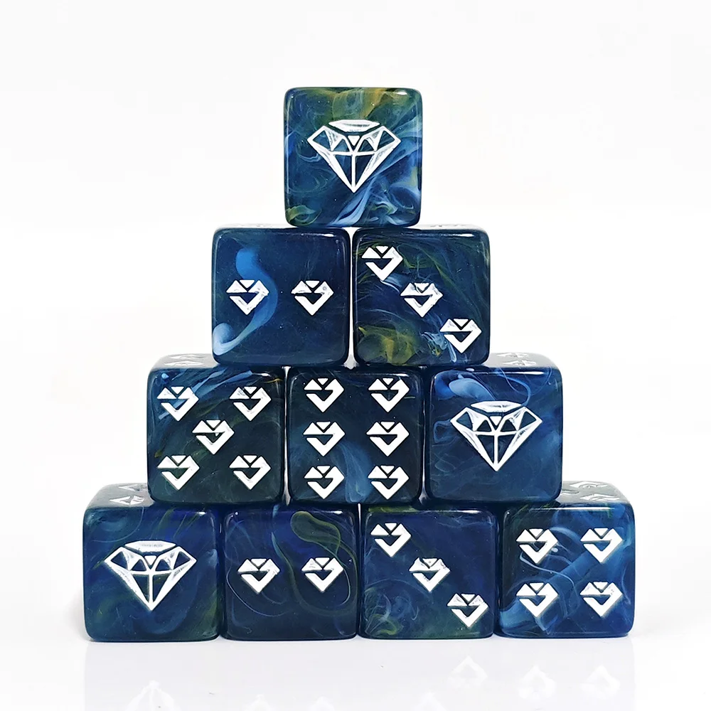 10PCS Deep Blue Swirl Diamond Dice Set - Perfect Gift for Tabletop & RPG Game Lovers D6 Dice for Tabletop, Party and RPG Games