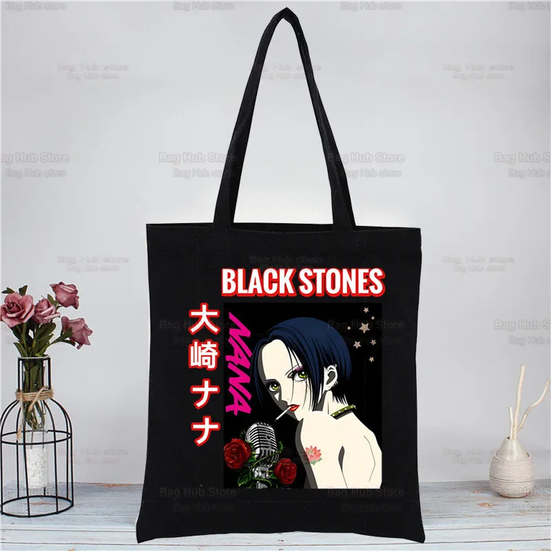 Anime japonês Manga Shopper Bag, Nana Osaki, Bolsa de Lona, Sacos De Ombro, BLAST Saco De Compras, Pano Preto, Eco Friendly