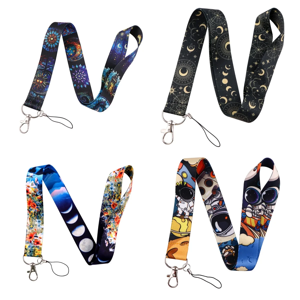 Sun Moon Lanyards For Keys Chain ID Credit Card Cover Pass Lunar Phase Mobile Phone Charm Neck Strap Badge Holder Gifts