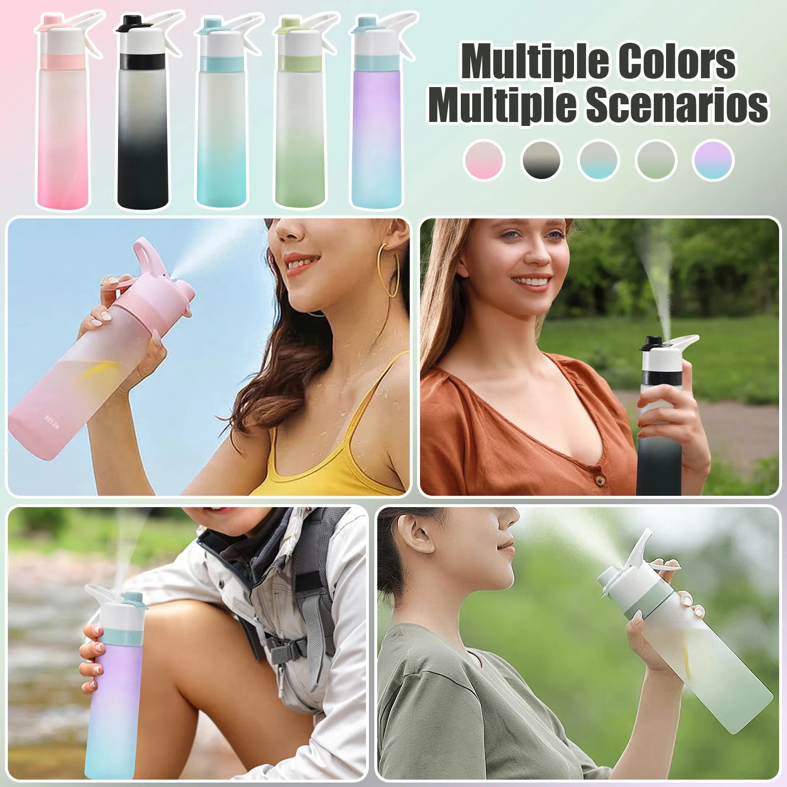 700ml Gradient Matte Water Bottle High Color Spray Sports Cup Men's And Women's Summer Ice Cold Jug for Outdoor Sports