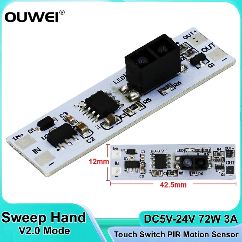 Short Distance Scan Sweep Hand Sensor V2.0 Touch Switch Capacitive Module PIR Motion Sensor 5V-24V 3A LED Dimming Control Lamps