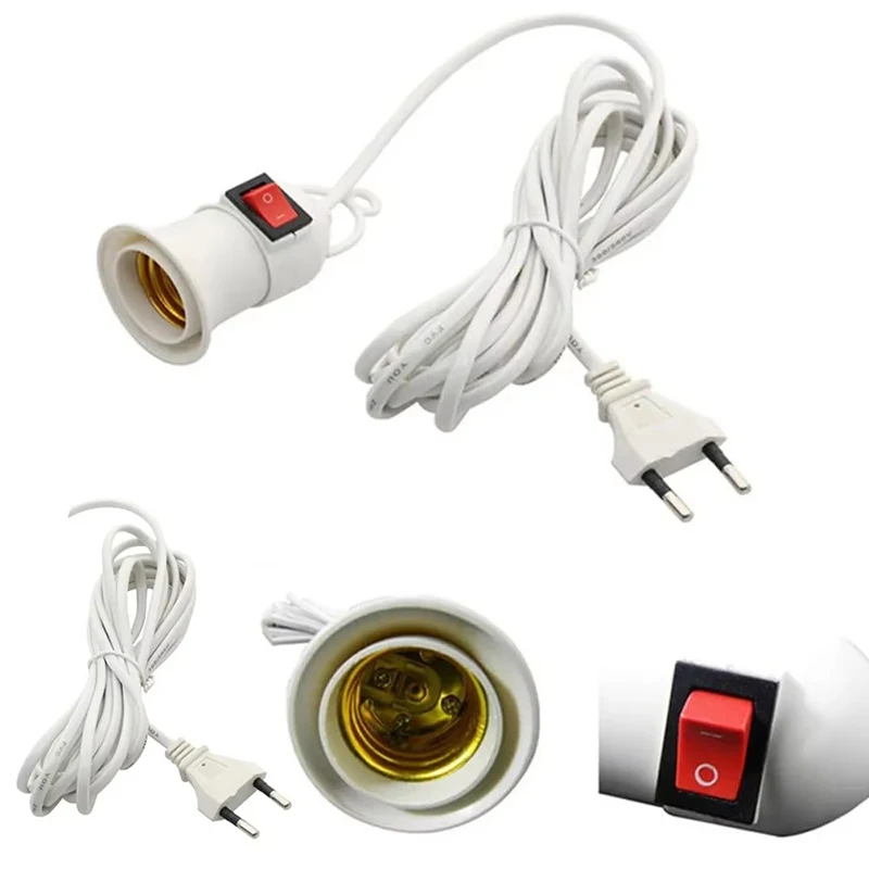 

European Standard E27 Screw Socket With Switch Lamp Head and Wire Suspension 3/5/8/10 Meter Power Cord Suspended Lampshade