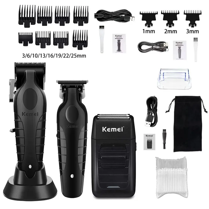 kit-no box Kemei Professional Hair Clipper Kit Men's Electric Shaver