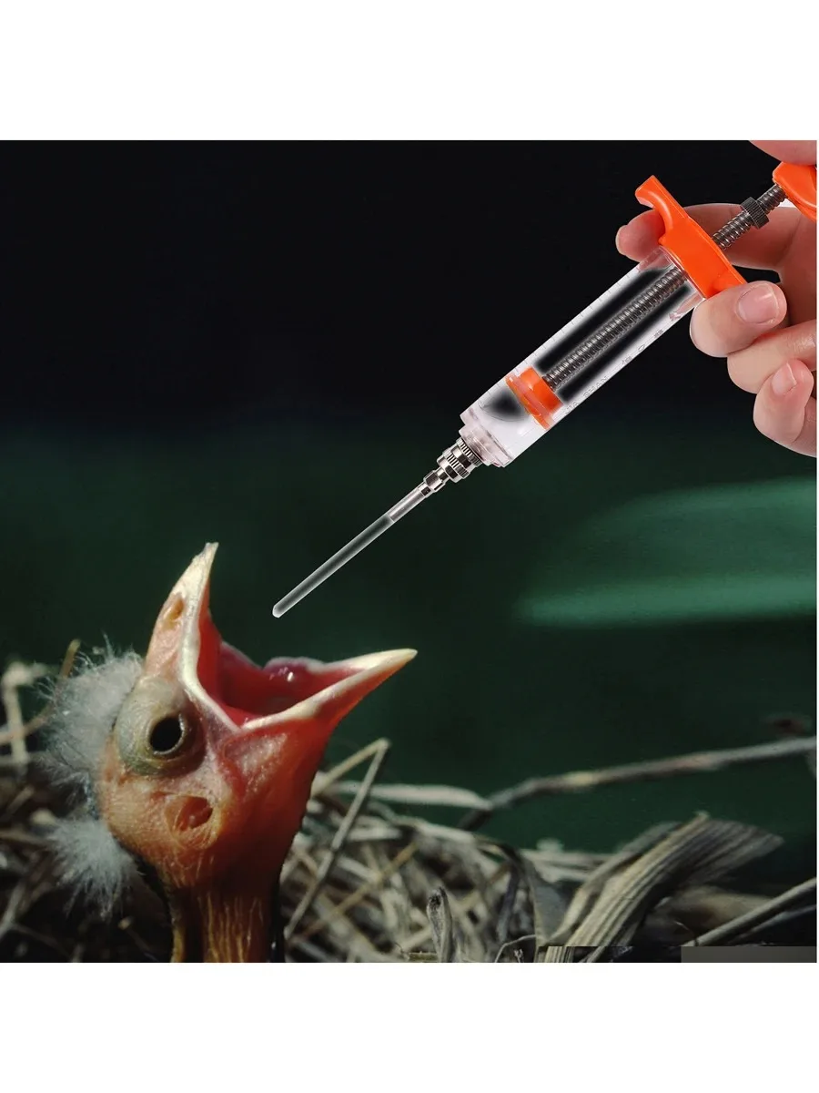 1Pc  Baby Bird Feeding Syringe Parrot Baby Pigeon Manual Feeding Silicone Feeding Hose Medicine Tube Small Pet Feeding Syringe