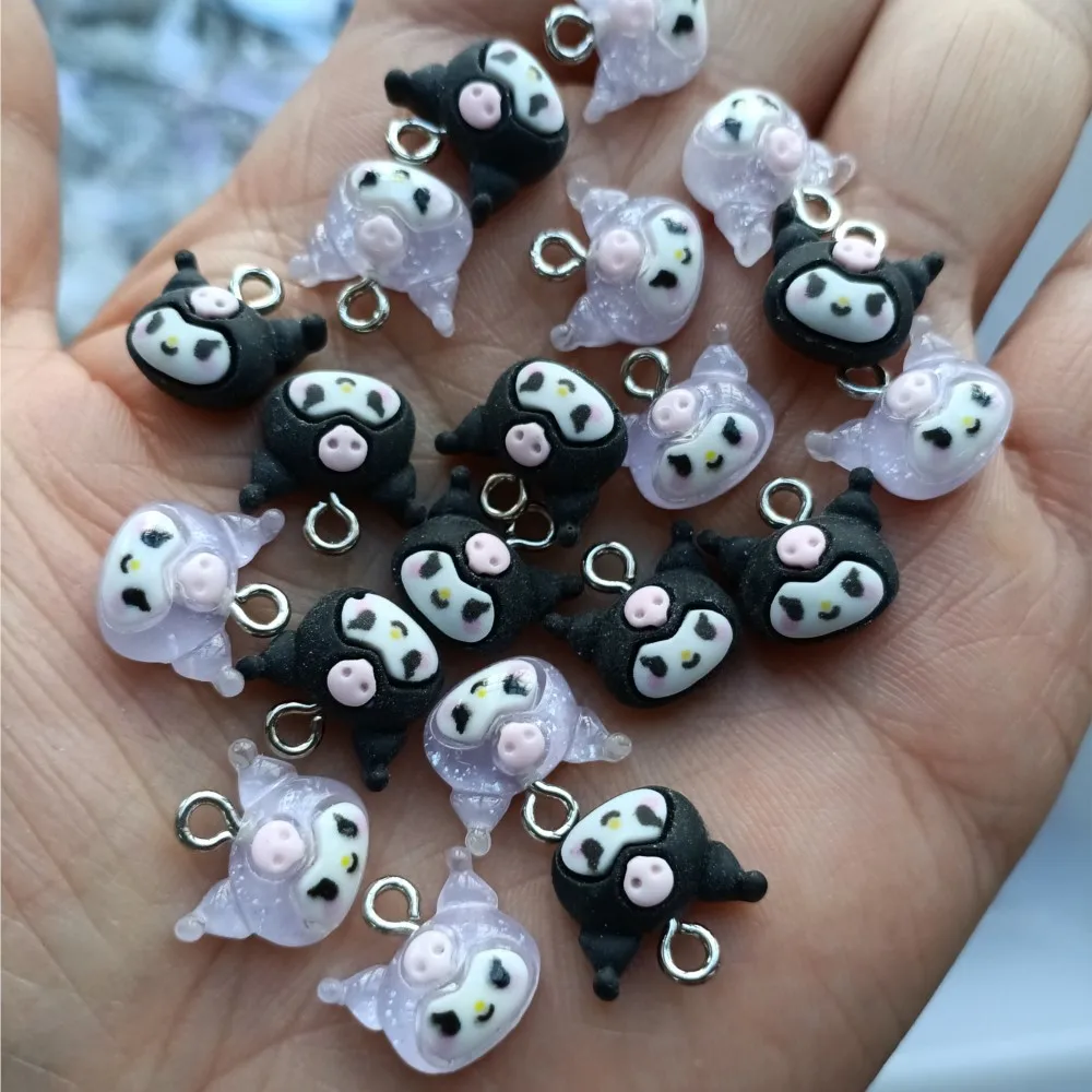 10Pcs Lovely Cartoon Kuromi Nail Charms 3D Cute Kitty My Melody for Nail Earring Necklace DIY Jewelry Making Manicure Decoration