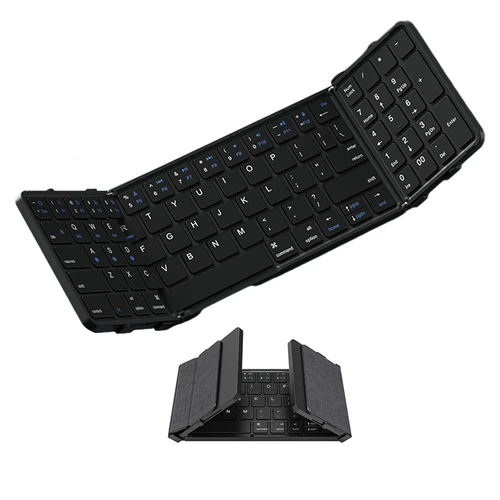Teclado Bluetooth plegable con teclado numérico, teclado plegable inalámbrico de tamaño completo, teclado de viaje portátil recargable