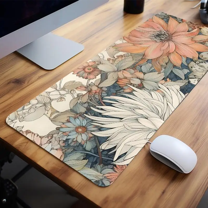 

Japanese Floral Gaming Mouse Pad XXL, Non-Slip Rubber Base, Locking Edge Design, Office Gamer Desk Mat