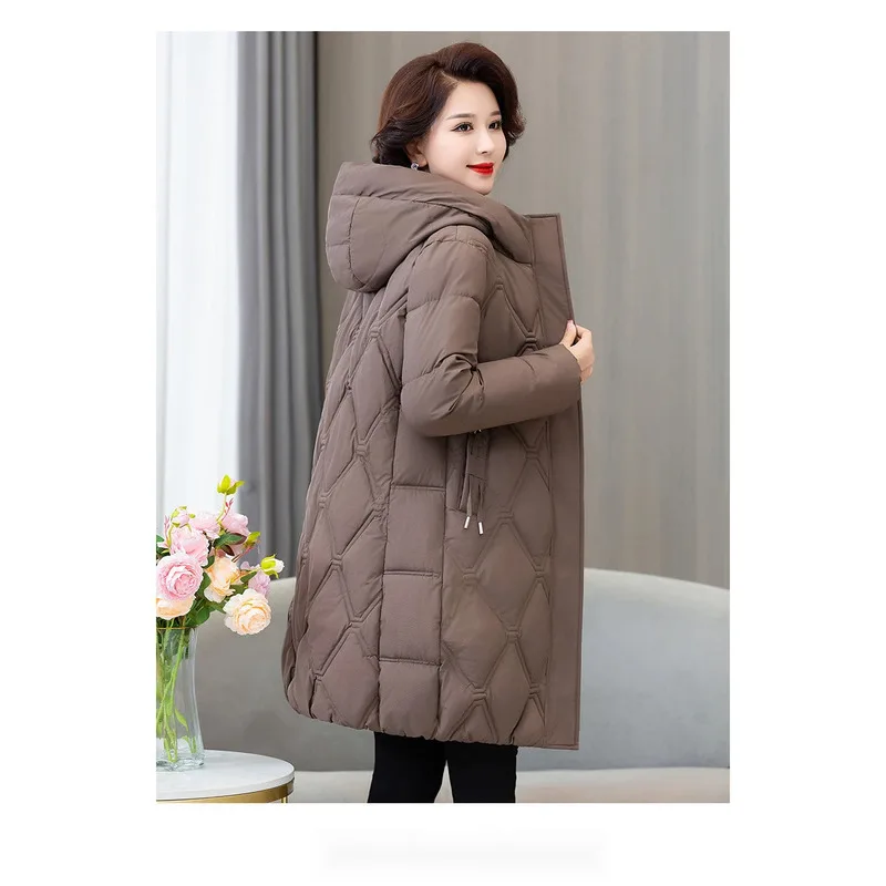 2024 New Autumn Winter Mother Long Women's Plus Size Down Jacket For The Elderly Cotton Jacket Age Reduction Warm