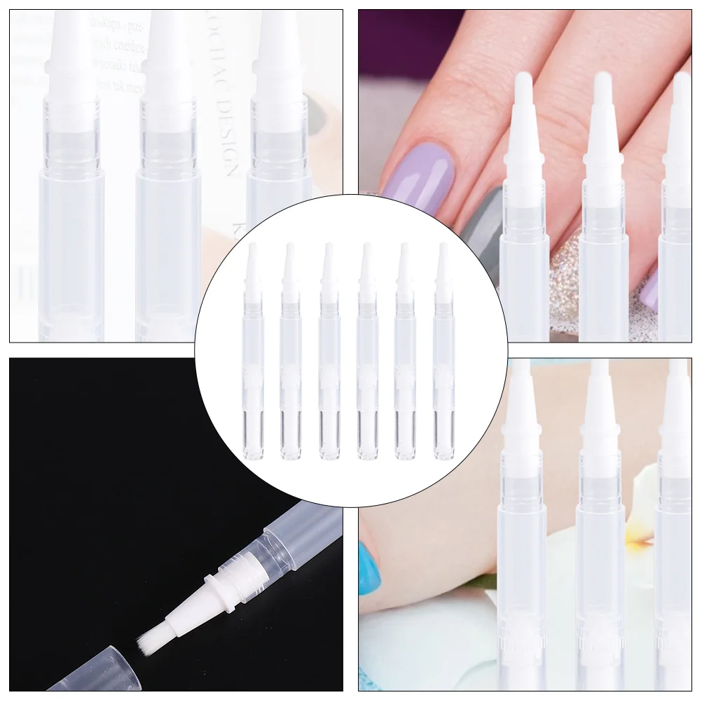 6 Pcs Eyelash Growth Serum Tube Travel Nail Polish Pen Lip Gloss with Brush Tip Take Away Empty Containers Plastic