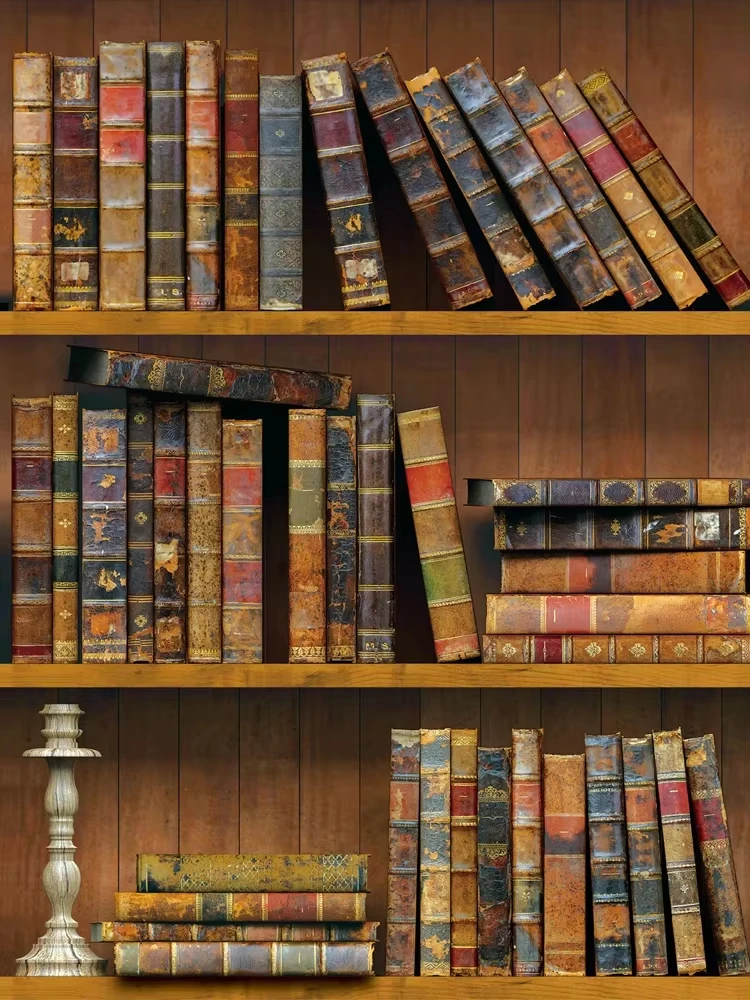 

Ретро-обои с эффектом книжной полки, самоклеящиеся, имитация книжного шкафа, съемные, для спальни и кабинета, наклейка на стену