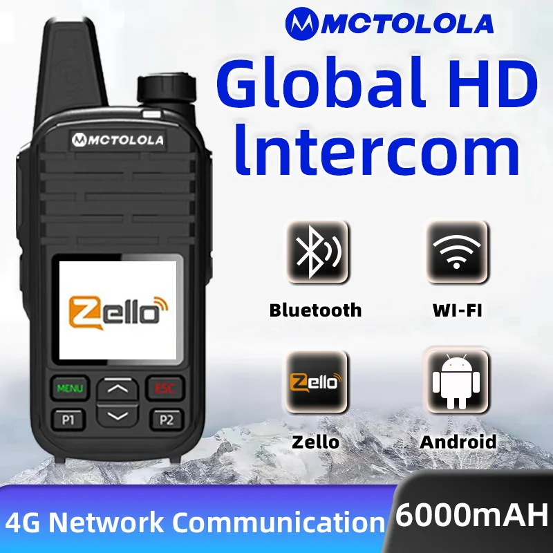 MOTOLOLA 2G 3G 4G Zello POC جهاز اتصال لاسلكي محمول Android Bluetooth WiFi Global PTT، تغطية عالمية 5000 كجم