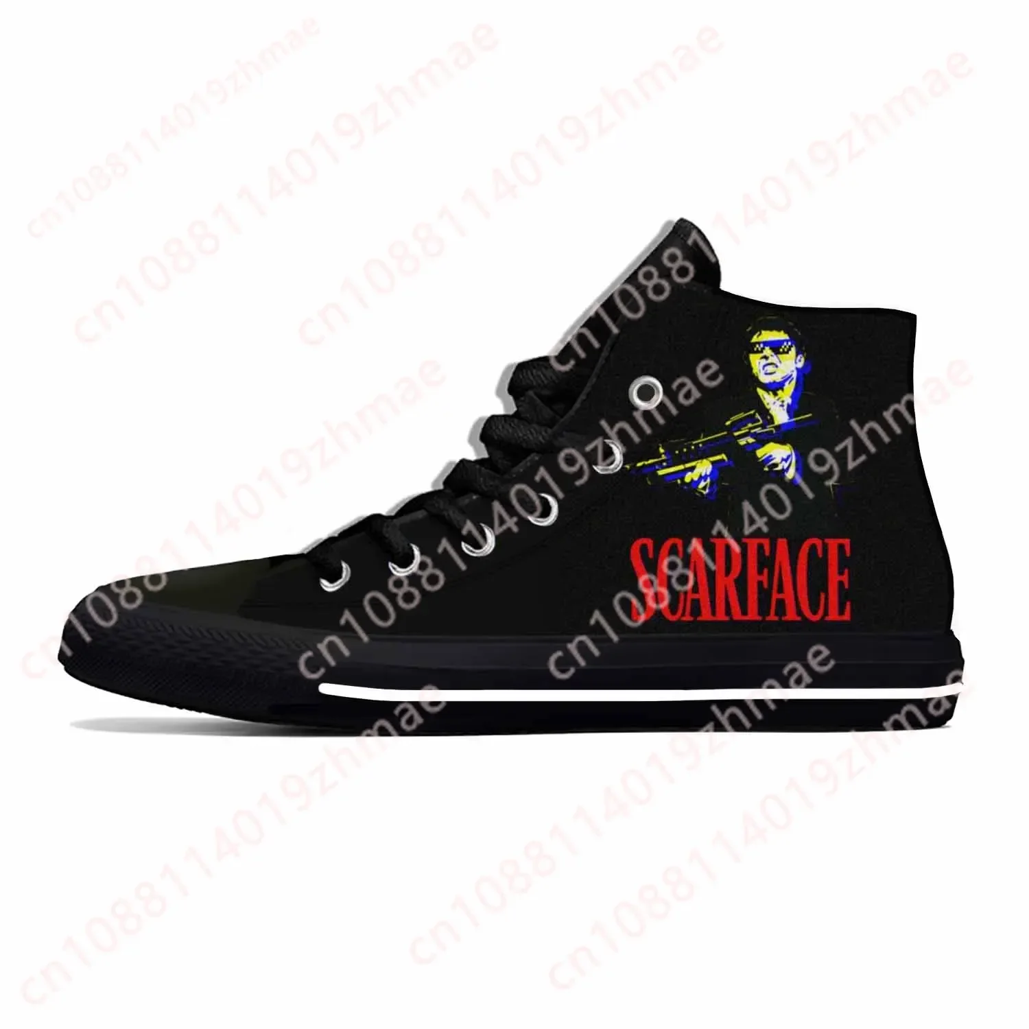 

Scarface Tony Montana Movie Anime Cartoon Fashion Casual Cloth Shoes High Top Lightweight Breathable Custom Men Women Sneakers