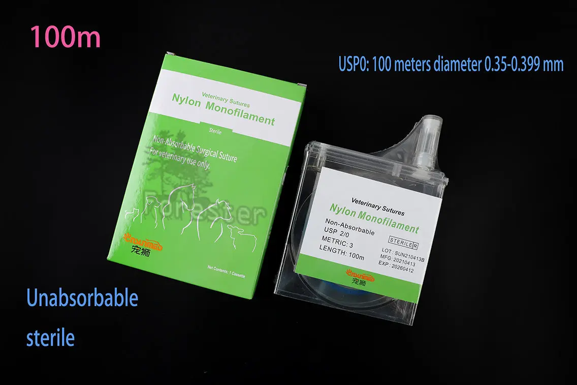 Imagem -02 - Pet Dog Felino Canino Animal Nylon Sutura Caixa Azul Estéril Não Absorvível Pull-out Clínica Hospital Suprimentos 100m