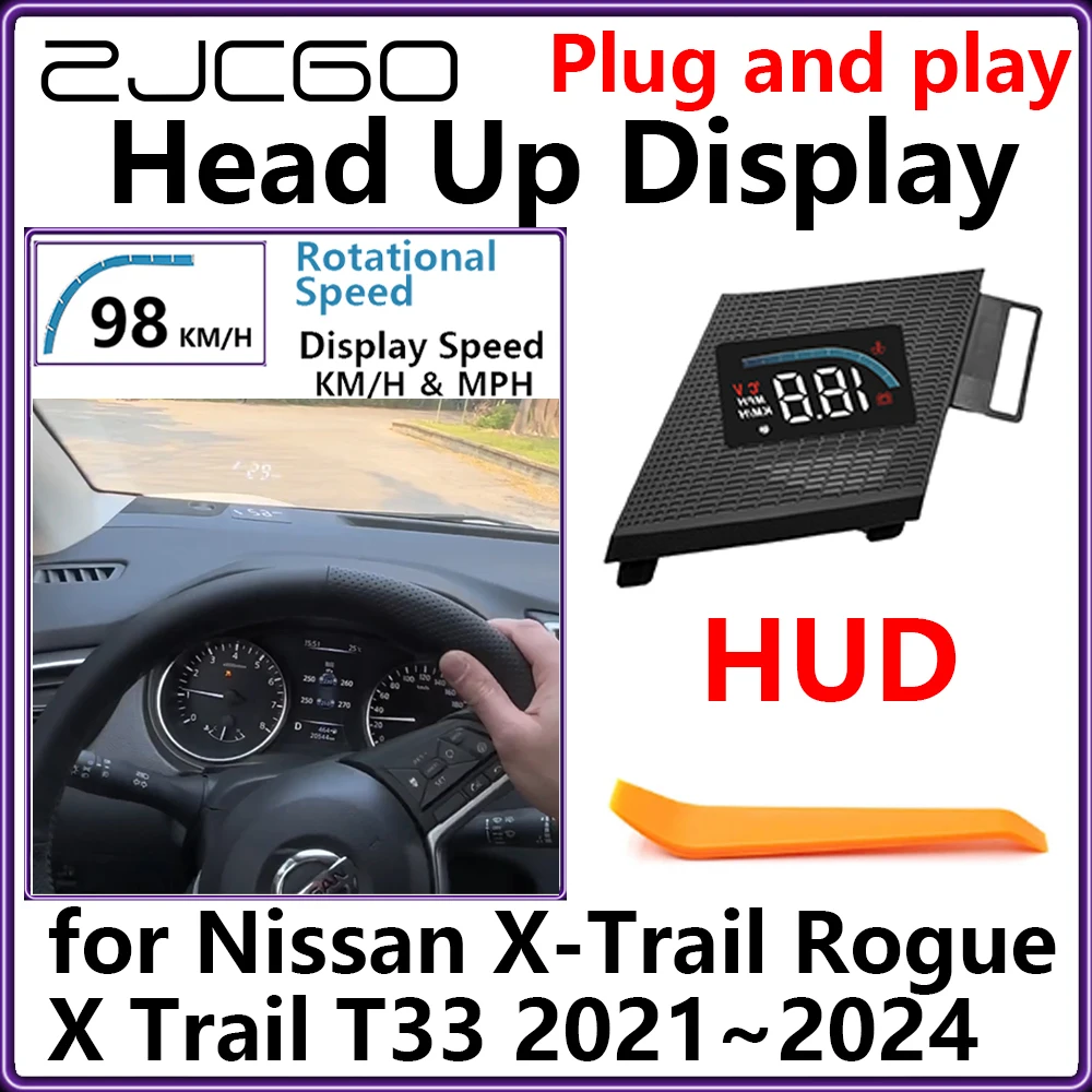 

Hidden HUD Head Up Display Car Projector Plug and Play Display Rotational Speed for Nissan X-Trail Rogue X Trail T33 2021~2024