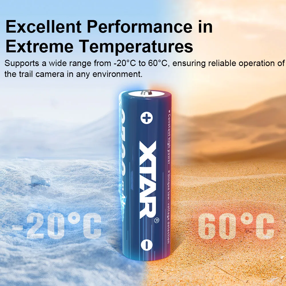 XTAR 1.5 فولت AA 4300 CLR 2700 مللي أمبير بطارية ليثيوم أيون قابلة للشحن مخرج جهد ثابت وتفريغ خطي أداء سلس