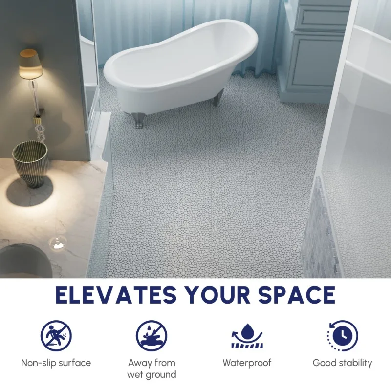 60 قطعة من بلاط سطح السفينة المتشابكة من البلاستيك الرمادي مقاس 12 بوصة × 12 بوصة من حجر حصاة خارجي/دش/شرفة مضادة للانزلاق بسعة 440 رطلًا سهلة التجميع #5