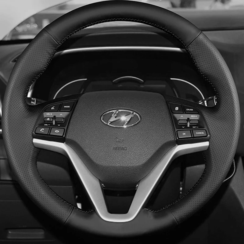 Car Steering Wheel Cover For Hyundai Tucson 3 2015-2019 Funda Volante Customized DIY Car Accessory Original Steering Wheel Braid