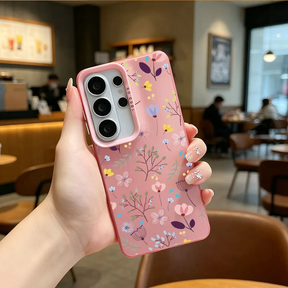Ditsy Floral PC+TPU Phone Case For Samsung A73 A72 A71 A56 A55 A54 A53 A52 A52s 5G 4G Frosted Silver IMD Anti-drop Protect Cover view 5