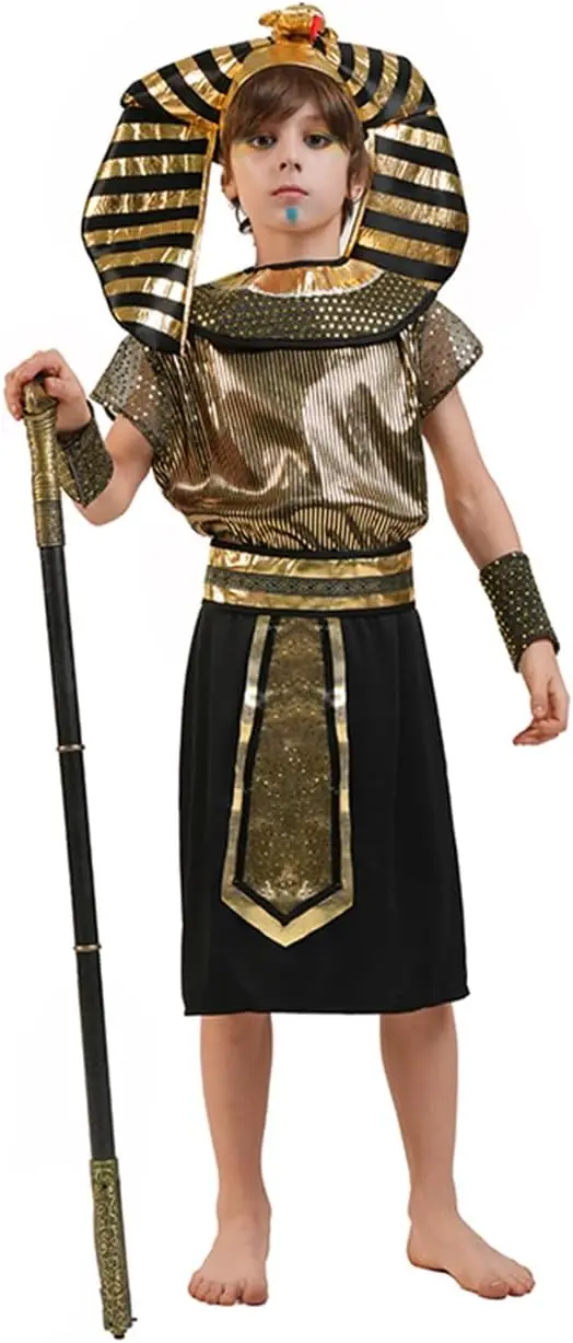 Children Halloween Egyptian Traditional Costumes Fantasia Boys Kids The Pharaoh Of Egypt Cosplay Carnival Masquerade Dress