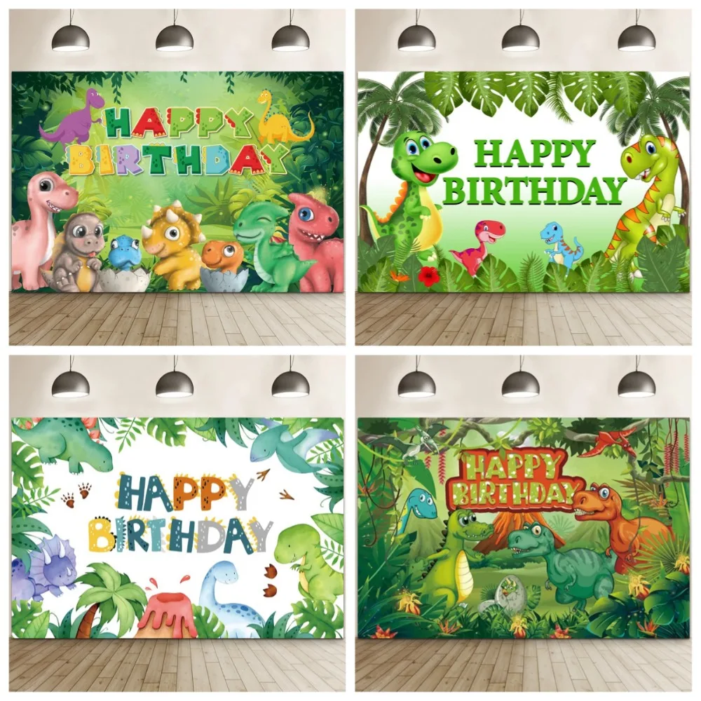 

Dinosaur Theme Backdrop for Kids Birthday Cartoon Boys 1st Birthday Party Decor Baby Shower Photo Background Photography Props