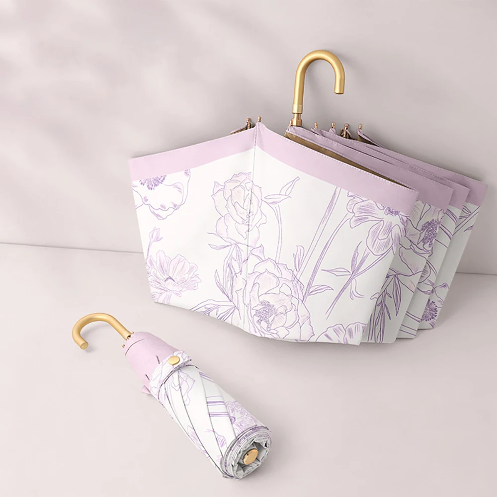 

Tianview 100CM Three-fold 16-Ribs manual sunshade umbrella with colorful rubber, anti-sun and wind-resistant folding umbrella