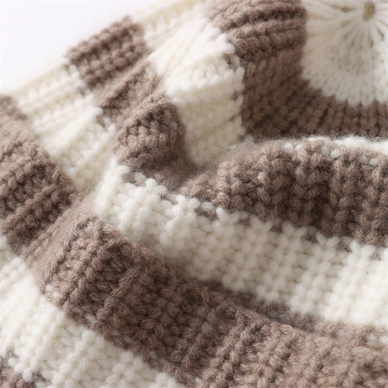 شتاء جديد المرأة عادية مخطط محبوك قبعات من الكشمير عالية الجودة موضة في الهواء الطلق دفئا قبعة صغيرة الإناث لينة التحوط قبعة #4