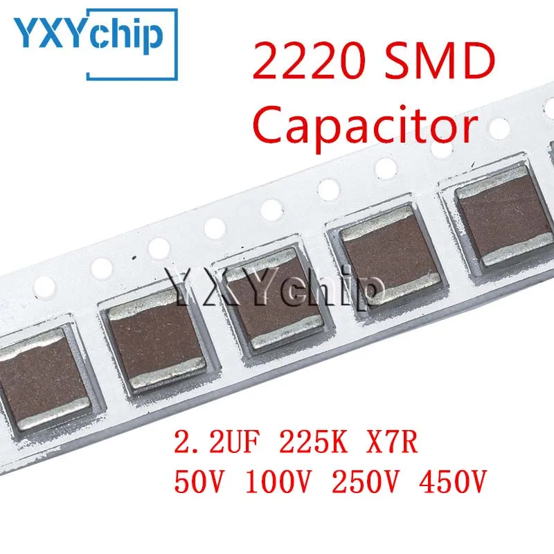 

5pcs 2220 2.2UF 225K 50V 100V 250V 450V X7R 10% SMD Chip Multilayer Ceramic Capacitor