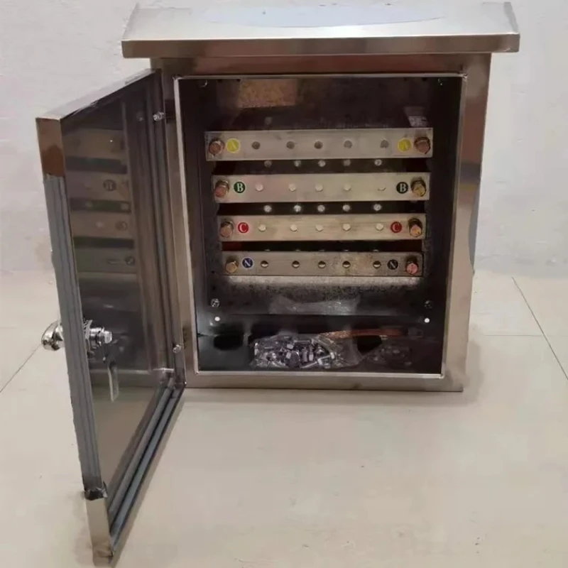 304 Outdoor Stainless Steel Cable Feeder Pillar T Connection Box Copper Bar Cable Branch Box Low Voltage Distribution