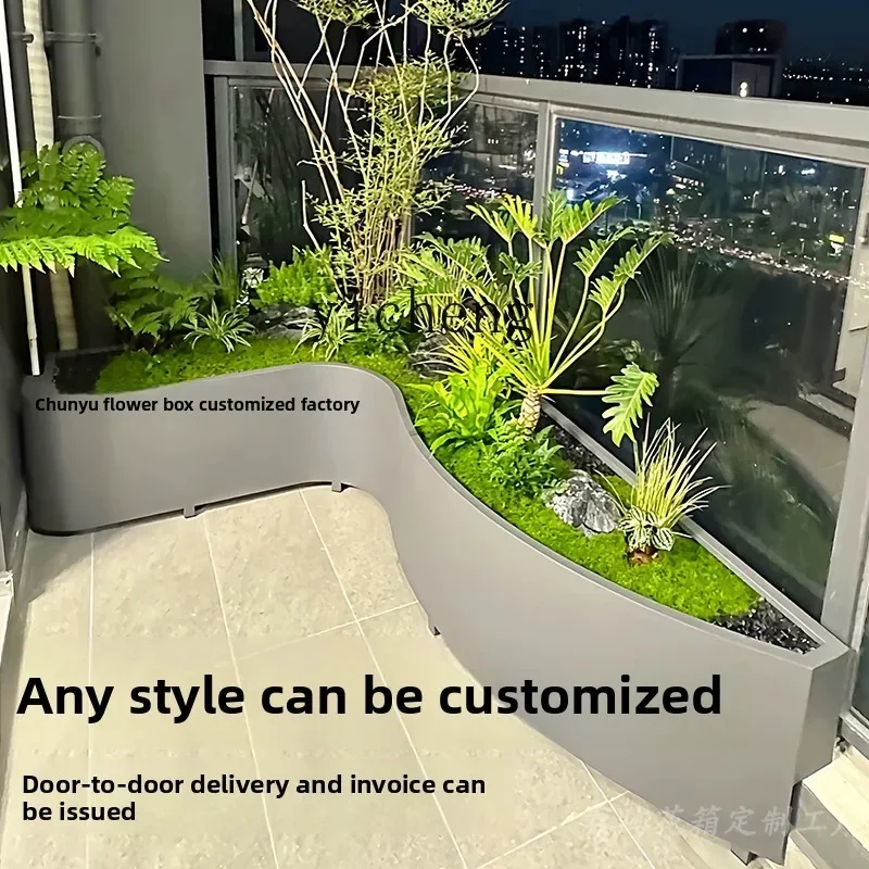 BJ-22 stainless steel flower box courtyard curved flower pot landscaping flower pool balcony special-shaped