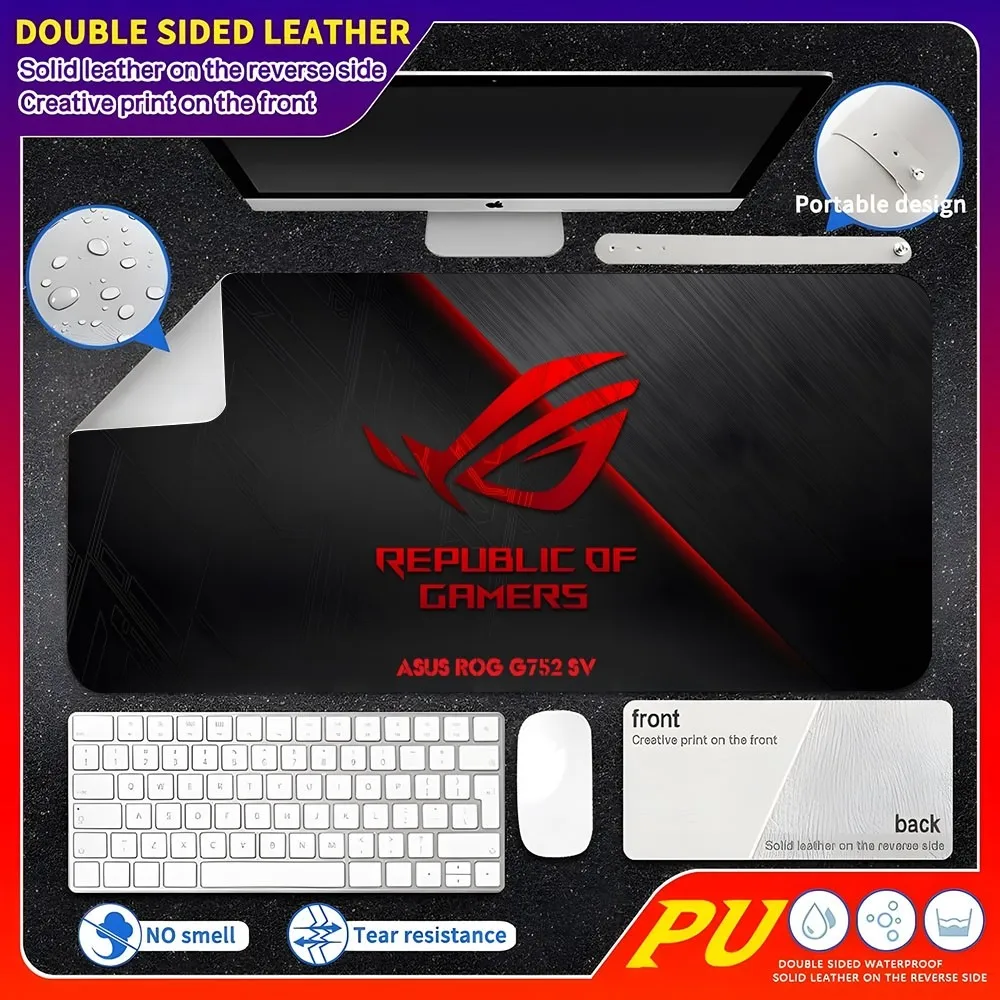 ROG ASUS Mouse Pad 60x30cm Computer Accessories Leather 2024 Desk Mat Gamer Waterproof PU Desktop Desk Mat Gaming HD Mouse Pad X