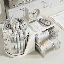 Rotating Drawer Pen Holder Pencil Desktop Organizer Office Supplies Drawers Storage Box for Organization Student Shelf Sundries