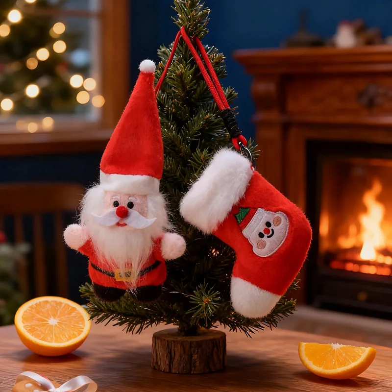 Kawaii Weihnachten Plüsch-schlüsselanhänger Cartoon Santa Claus Weihnachten Baum Puppe Stofftiere Auto Schlüsselanhänger Tasche Anhänger Hängen Dekor Geschenk