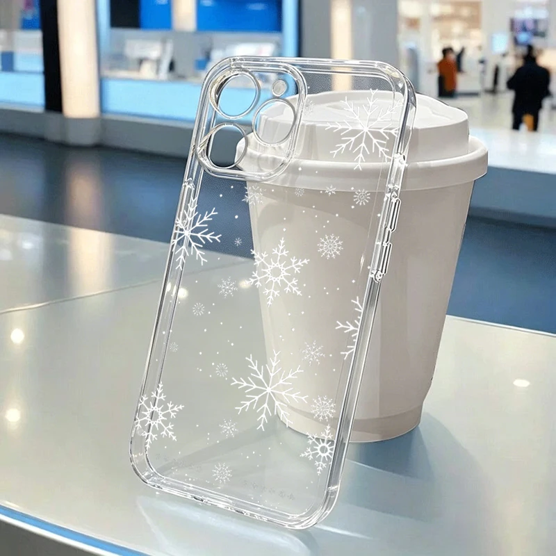 Winter Snowflake Christmas Tree Clear Phone Case For iPhone 17 16 18 Pro Max 15 14 13 12 11 X XS XR 7 8 Plus 16E Air Soft Cover - view 5