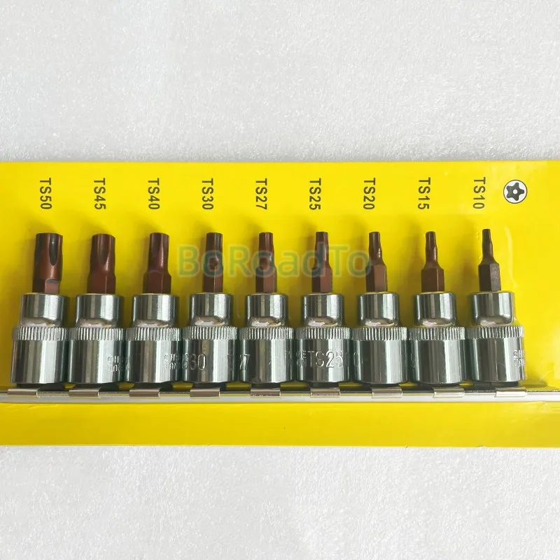 9pcs/set 5 Point Star Torx Screwdriver Bit Drive Socket Pentalobe TS10 TS15 TS20 TS25 TS27 TS30 TS40 TS45 TS50 Tools