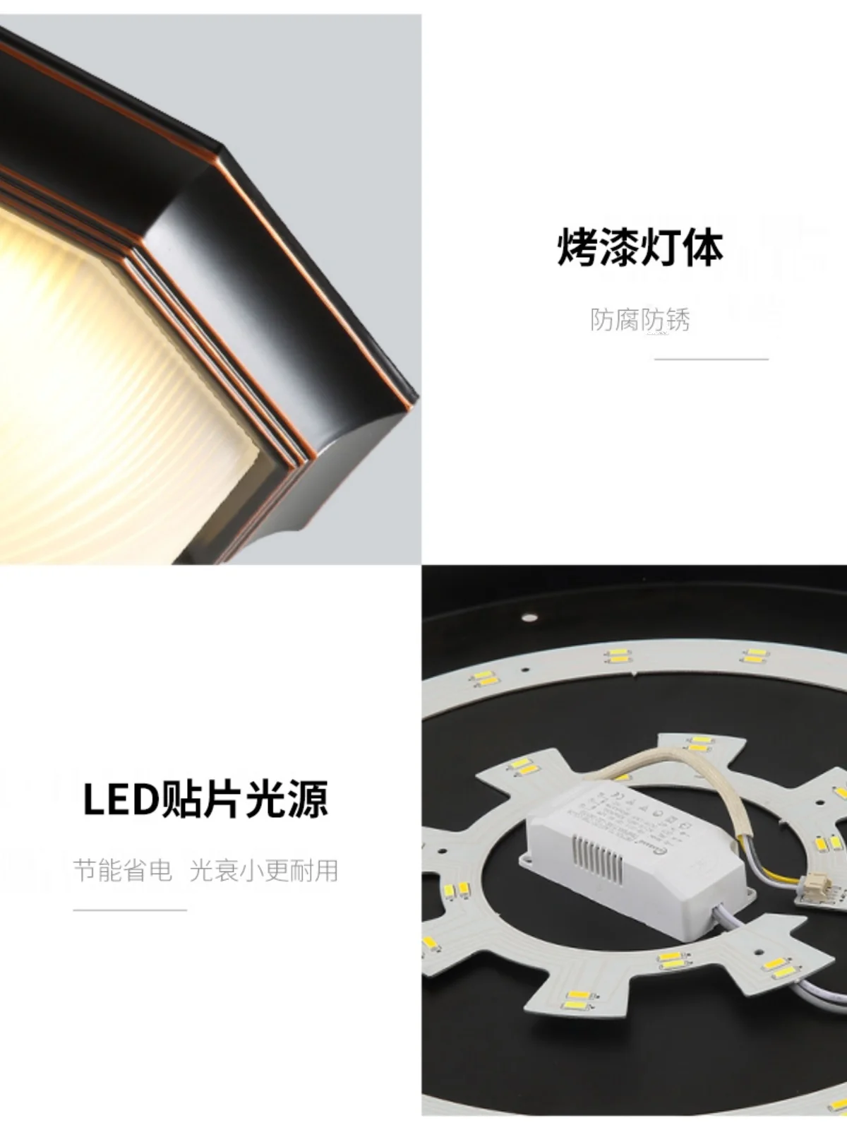 Retro Wrought Iron Ceiling Lamp American Octagonal Paint Ceiling Light Balcony White Ceiling Lighting