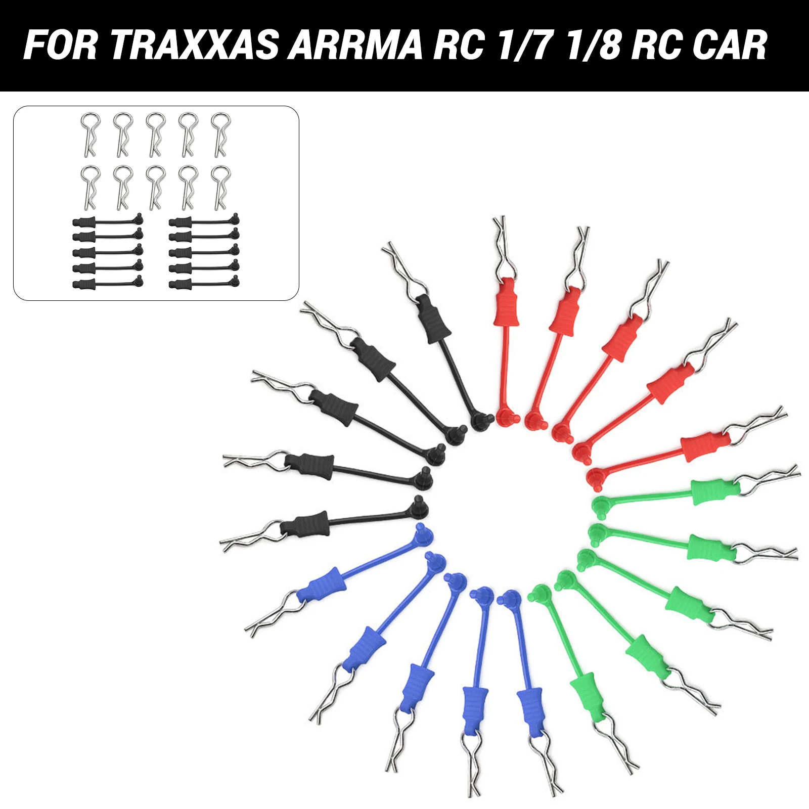 10Pcs Upgrade Body Clip Retainer 1/7 1/8 Body Shell Post Column Mount Clips Parts Bent Springy R Pins For Arrma  RC Car