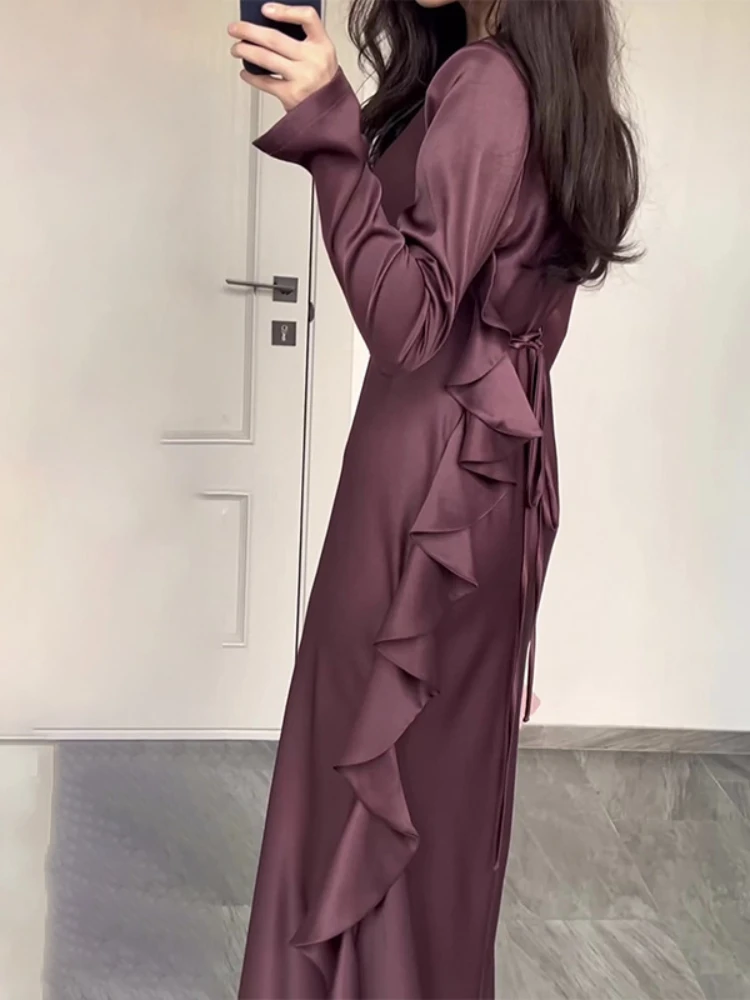 Solid Dress Eid Muslim Abaya Women Dresses Ramadan Morocco Dubai Kaftan Islam Party Abayas Vestidos Arab Long Robe Jalabiya 2024